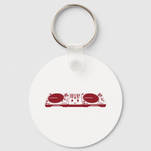 Stanton DJ Setup - Disk Jockey Music DJing Deck Sleutelhanger (Voorkant)