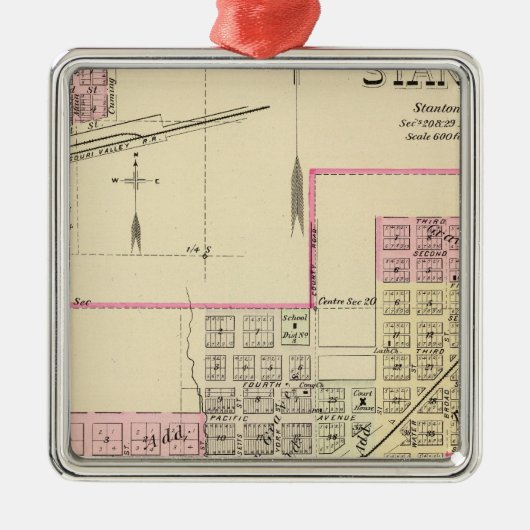 Stanton en Pilger, Nebraska Metalen Ornament (Voorkant)