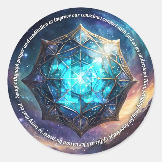 Stap 11 Celestial AA Recovery Slogan Ronde Sticker (Voorkant)