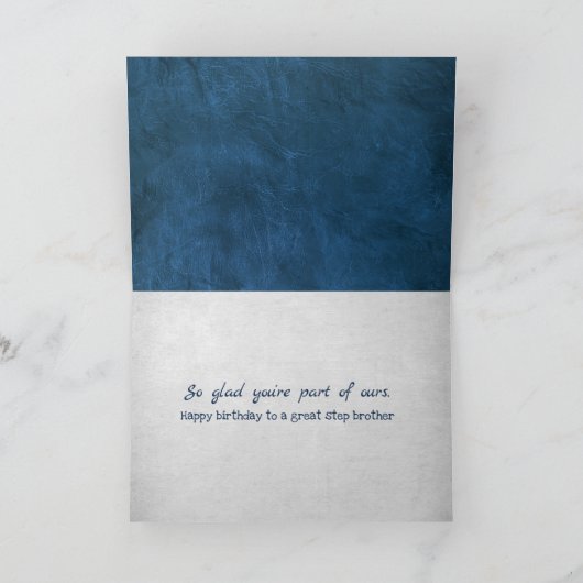 Stap Brother Birthday Blue Leather Kaart (Binnen)
