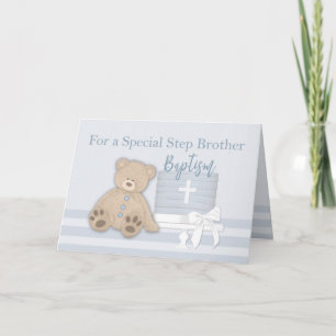 Stap Brother Blue Baptism Cake Teddy Bear Kaart