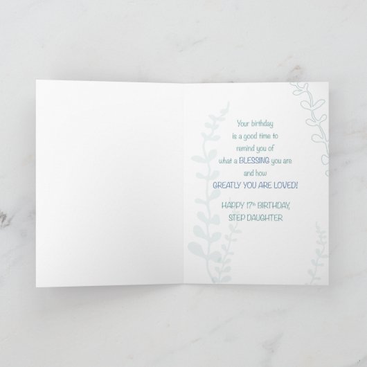 Stap Dochter Religieuze 17e Verjaardag Hand getrok Kaart (Binnen)