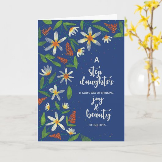 Stap Dochter Verjaardag Daisies en Wildflower Kaart (Gele Bloem)