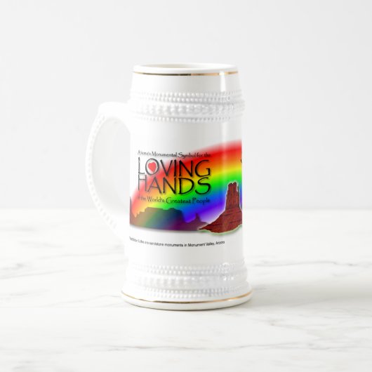 Stap-dochter's liefhebbende hands regenboogstein bierpul (Voorkant links)
