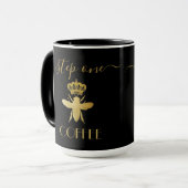 Stap één aanpassen: COFFEE Queen Bee Gold Ceramic Mok (Voorkant links)