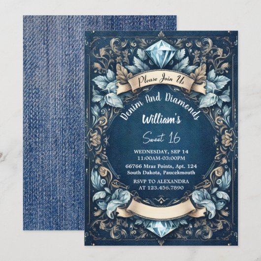 Stap Elegante Edelsteen Glitterspijkersbroek En Di Kaart (Voorkant / Achterkant)