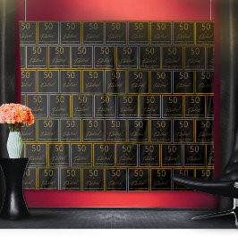 Stap en Herhaal 50 Fabulous Verjaardag Goud Zwart Wandkleed