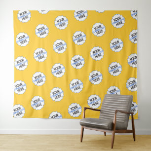 Stap en Herhaal Achtergrond Zakelijk Logo Geel Wandkleed
