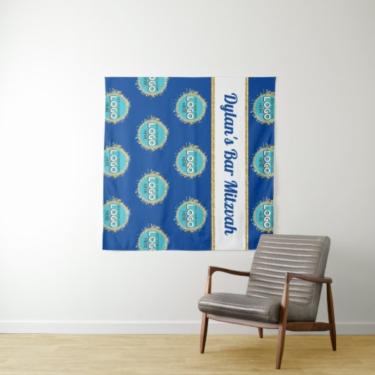 Stap en herhaal balk Mitzvah VOEG UW LOGO achtergr Wandkleed (In Situ (horizontaal))