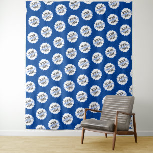 Stap en Herhaal Eigen Bedrijfslogo Bedrijf Blauw Wandkleed