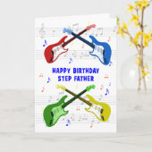 Stap Father Guitars Birthday Card Kaart (Gele Bloem)
