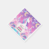 Stap girly schattig paarse roze eenhoorn 5e verjaa servet (Hoek)