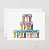 Stap Grootmoeder Happy Birthday Schattige Cats Briefkaart (Voorkant / Achterkant)