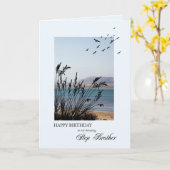 Stap hinderlijke verjaardag, aan zee scène kaart (Gele Bloem)