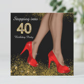 Stap in 40 Verjaardagsfeestje Etnische Rode Schoen Kaart