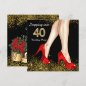 Stap in 40 verjaardagsfeestje rode schoenen kaart (Voorkant / Achterkant)