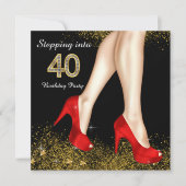 Stap in 40 verjaardagsfeestje rode schoenen kaart (Voorkant)
