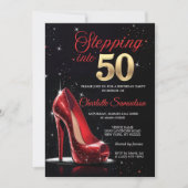 Stap in 50 VERJAARDAG Red High Heels Fifty Kaart (Voorkant)