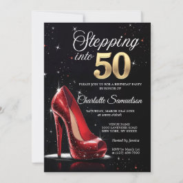 Stap in 50 VERJAARDAG Red High Heels Fifty Kaart