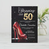 Stap in 50 VERJAARDAG Red High Heels Fifty Kaart (Staand voorkant)