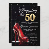 Stap in 50 VERJAARDAG Red High Heels Fifty Kaart (Voorkant / Achterkant)