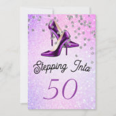 Stap in 50 vijftigste elegante verjaardag van glit kaart (Voorkant)