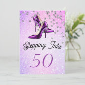 Stap in 50 vijftigste elegante verjaardag van glit kaart (Staand voorkant)
