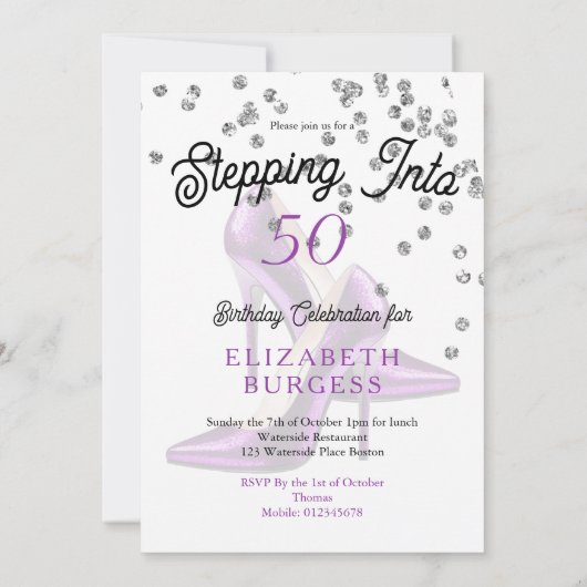 Stap in 50 vijftigste elegante verjaardag van glit kaart (Achterkant)