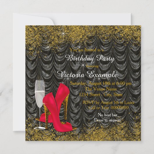 Stap in 60 verjaardagsfeest glitter satijn rood kaart (Achterkant)