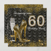 Stap in 60 verjaardagsfeestje Glitter Satin Kaart (Voorkant / Achterkant)