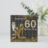 Stap in 60 verjaardagsfeestje Glitter Satin Kaart (Staand voorkant)