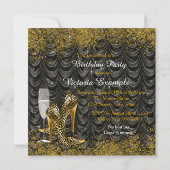 Stap in 60 verjaardagsfeestje Glitter Satin Kaart (Achterkant)