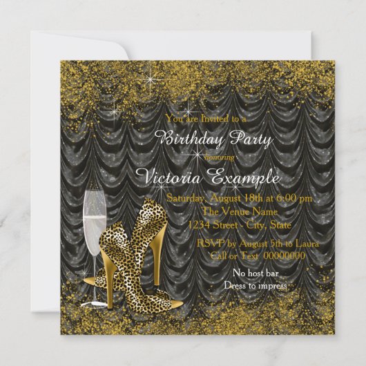 Stap in 60 verjaardagsfeestje Glitter Satin Kaart (Achterkant)