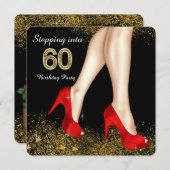 Stap in 60 verjaardagsfeestje rode schoenen kaart (Voorkant / Achterkant)
