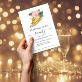 Stap in 70 Bloemen Gouden Schoen Verjaardag Kaart