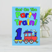 Stap in de feesttrein 1 jaar oud kaart (Staand voorkant)