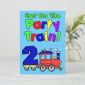Stap in de feesttrein van 2 jaar oud kaart (Staand voorkant)