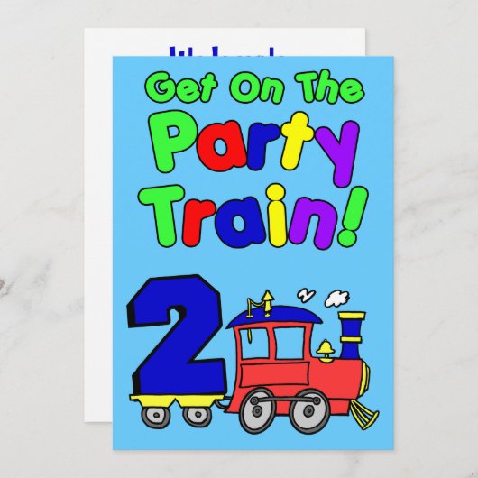 Stap in de feesttrein van 2 jaar oud kaart (Voorkant / Achterkant)