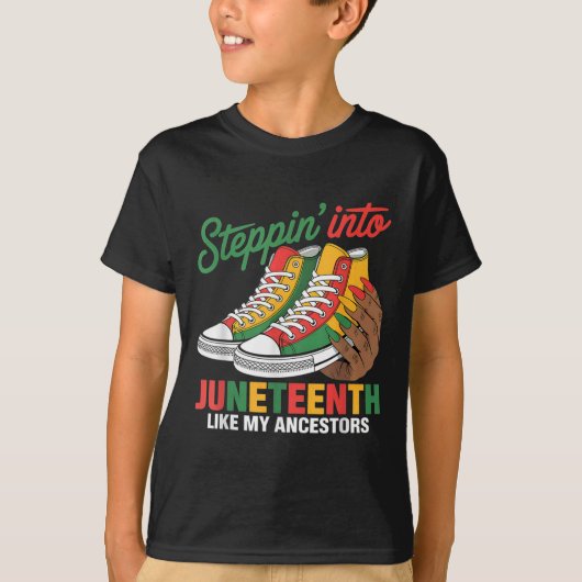 Stap in de Juneteenth als mijn voorouders sneaker T-shirt (Voorkant)
