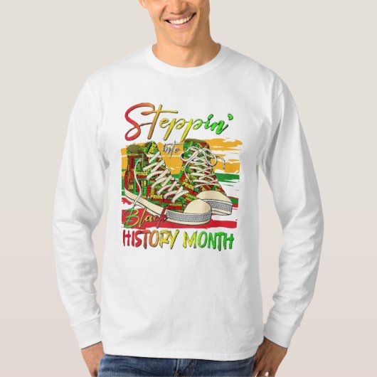 Stap in de zwarte geschiedenis maand zwart t-shirt (Voorkant)