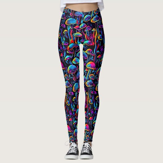 Stap in een Neon Wonderland: Gloeiende Groeven Leggings (Voorkant)