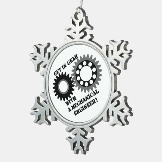 Stap in Gear Tin Sneeuwvlok Ornament (Rechts)