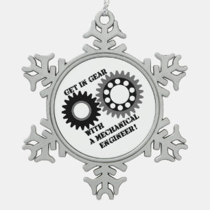 Stap in Gear Tin Sneeuwvlok Ornament