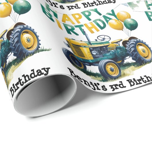 Stap in Gear Tractor 3rd Birthday Bash Cadeaupapier (Rol Hoek)