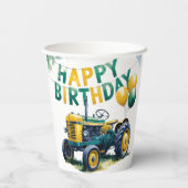 Stap in Gear Tractor 3rd Birthday Bash Papieren Bekers (Achterkant)