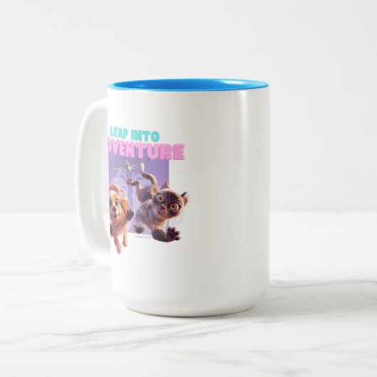 Stap in het avontuur tweekleurige koffiemok (Voorkant links)