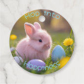Stap in het geluk - Fluffy Pink Bunny Pasen Bedankjes Labels (Voorkant)