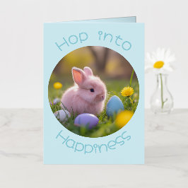 Stap in het geluk - Fluffy Pink Bunny Pasen Folie Wenskaart