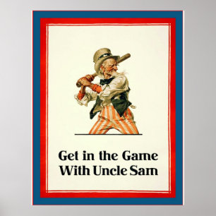 Stap in het spel met oom Sam ~ Wereldoorlog Poster