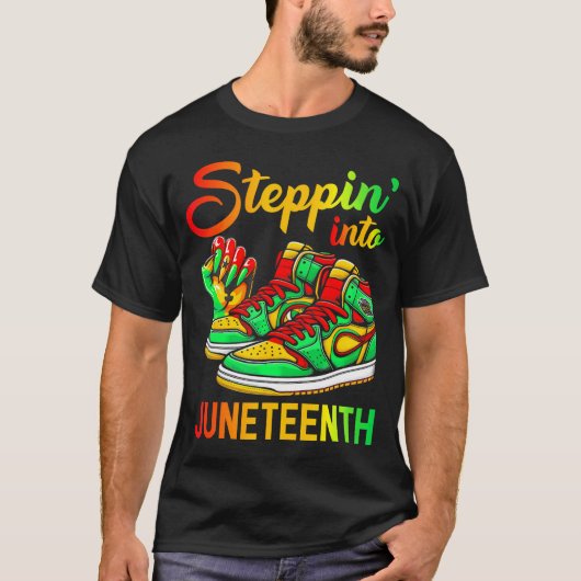 Stap in Junenth Afro Vrouw Zwart Meisjes Sneak T-shirt (Voorkant)